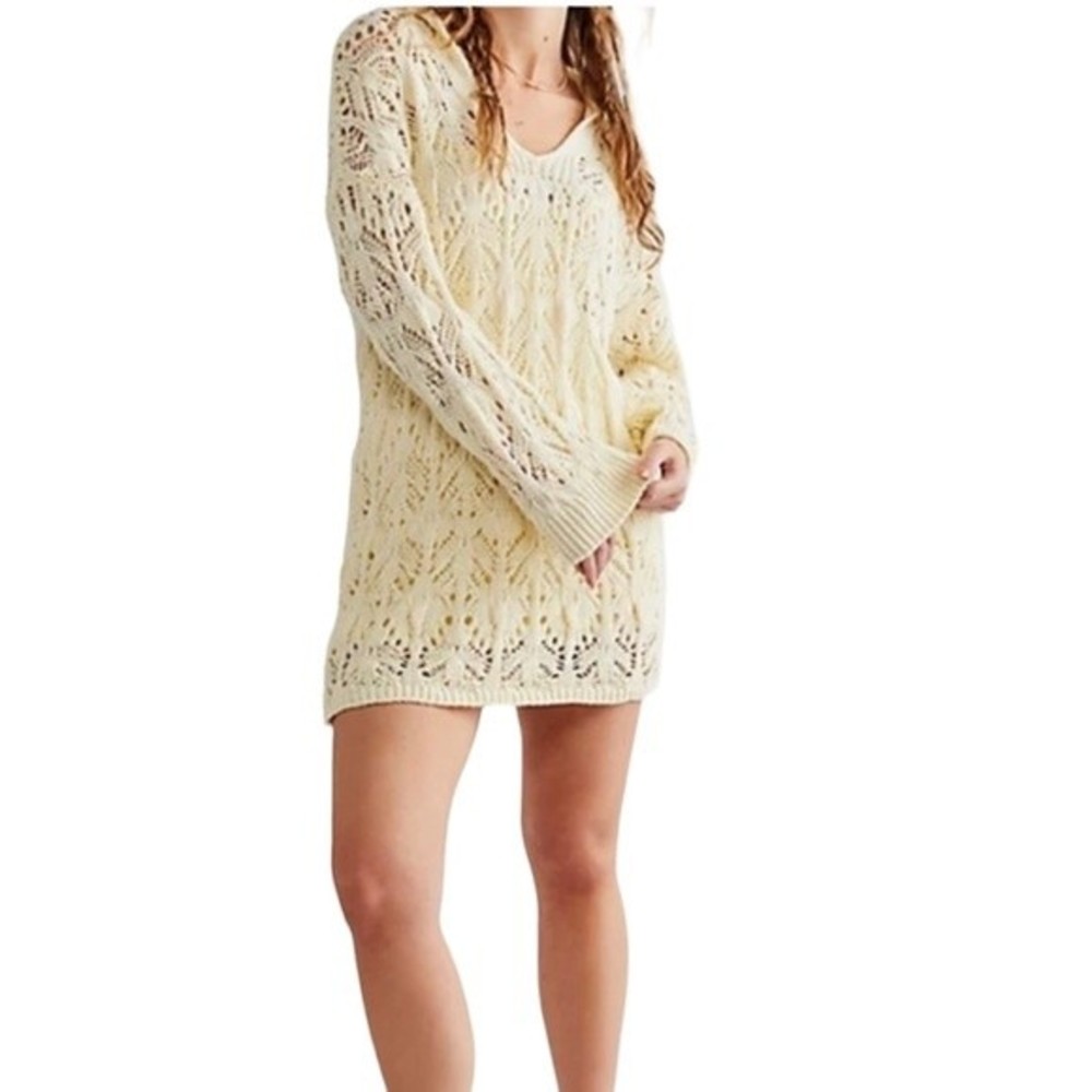 Free People Cream Knit Mini Dress - Picture 7 of 11